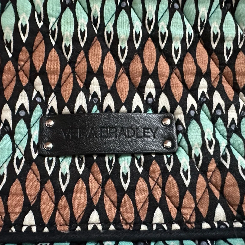 Vera Bradley Laptop Messenger Bag in Sierra Stream Teal and Brown